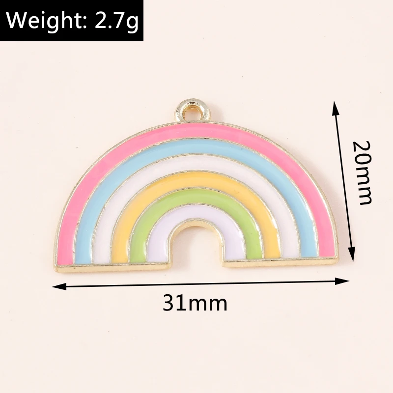 10 Stück niedliche, gemischte Emaille-Anhänger in Form von Regenbogen, Mond und Stern für die Schmuckherstellung, Ohrringe, Halsketten, Armbänder, DIY-Bastelarbeiten und Accessoires. – Detail 5