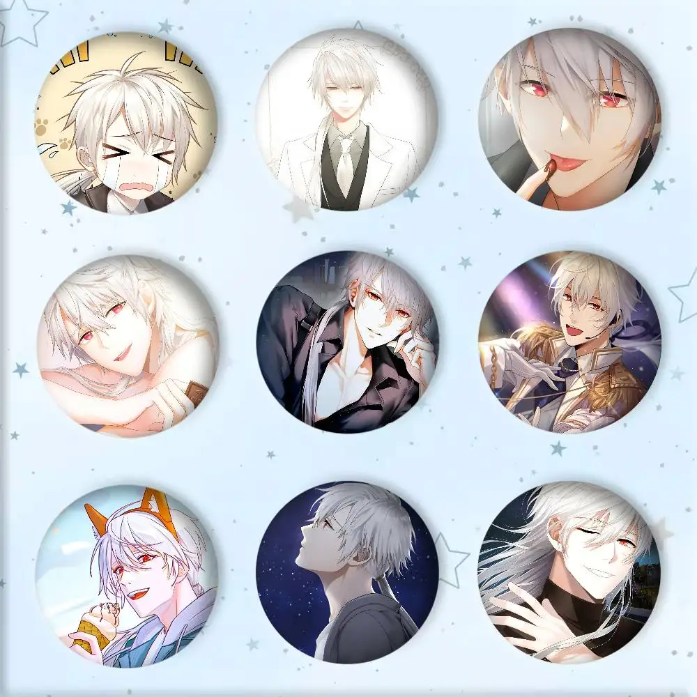 Anime M-Mystic Messenger Game Zen Badge Tinplate Round Laser Brooch Clothes Backpack Accessories Lapel