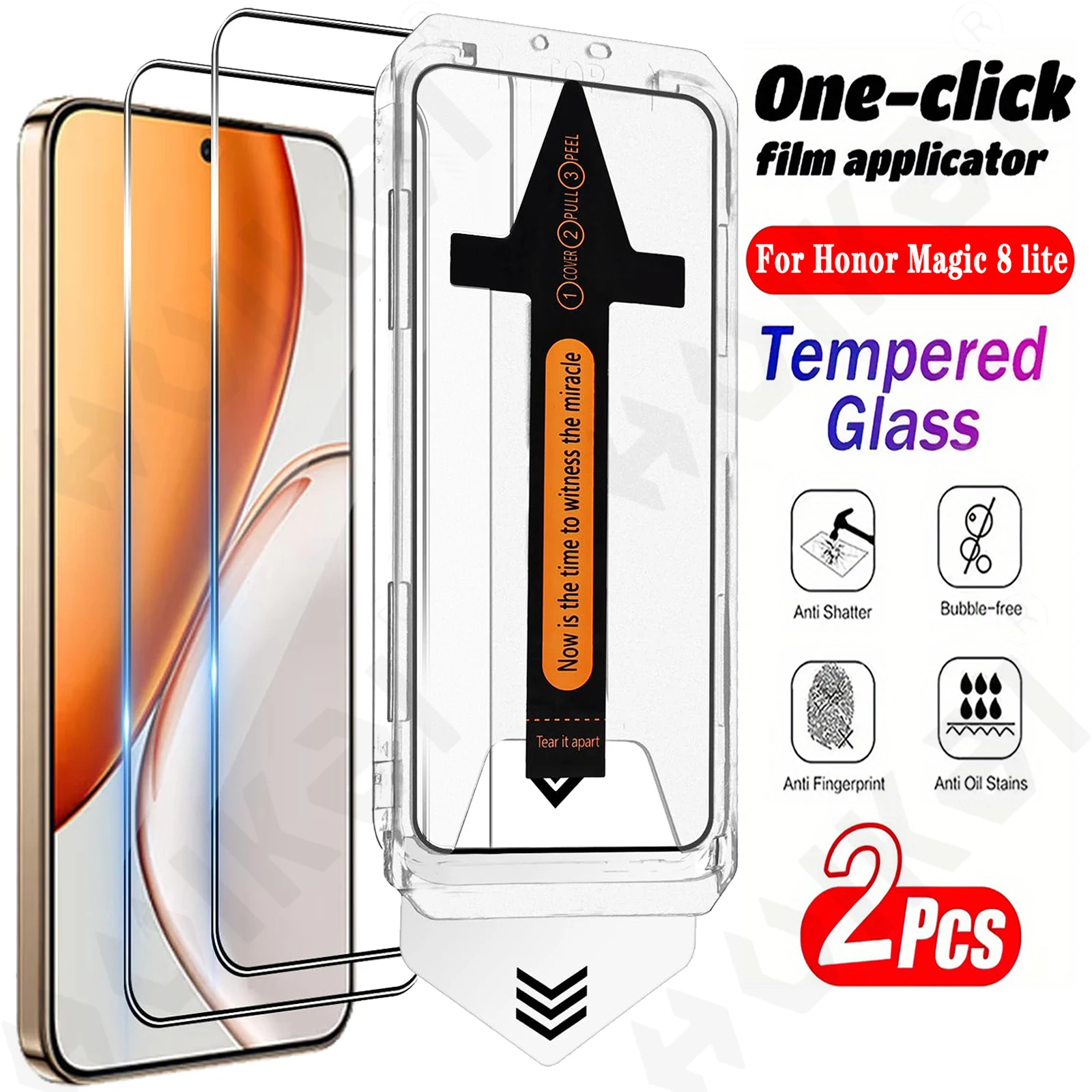 

2 Pack For Huawei Honor Magic 8 7 Lite Pro 5G Tempered Glass Screen Protector Auto Dust-Elimination Bubble Free HD Clear