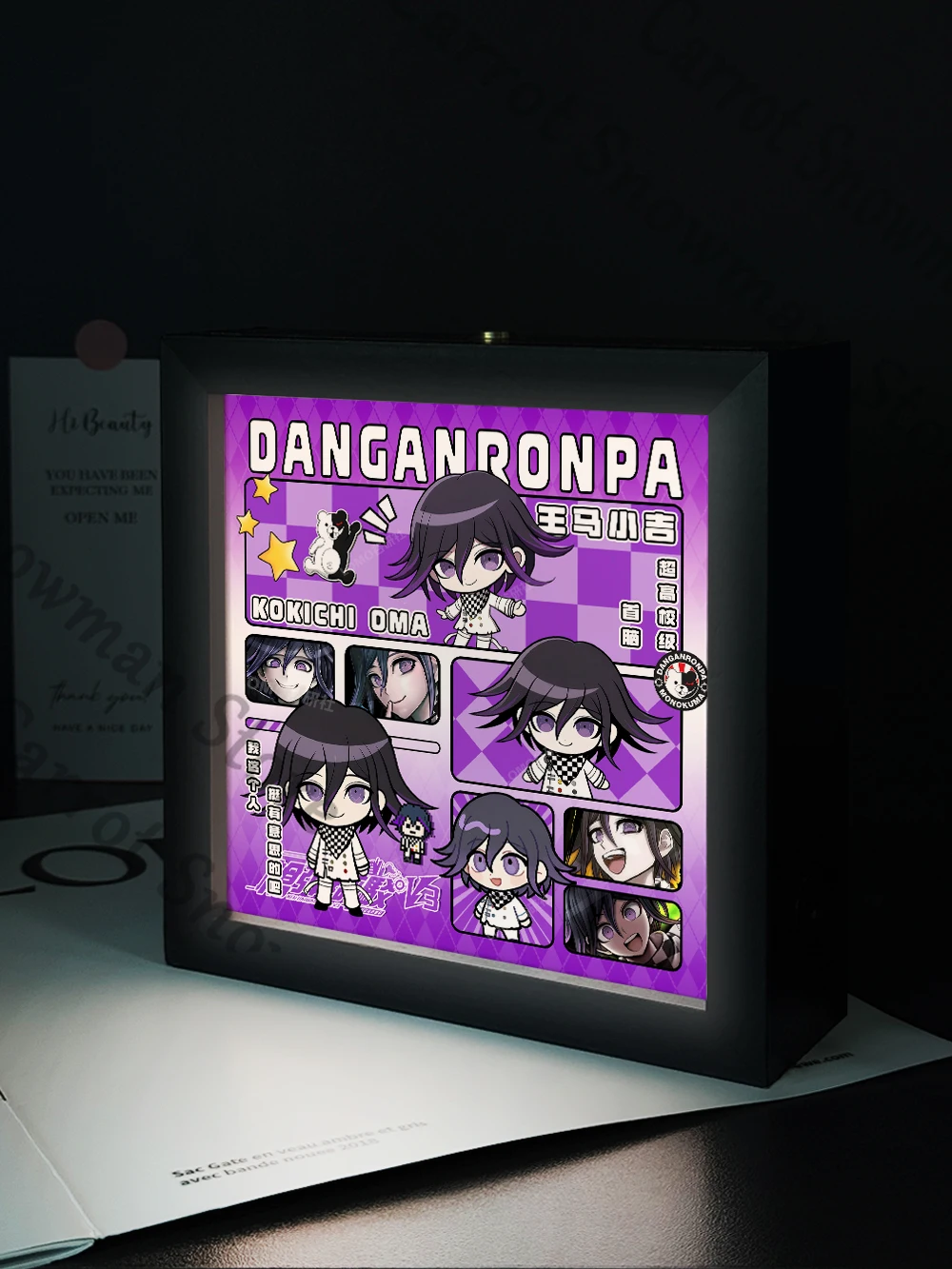 دانغانرونا نانامي شياكي اينوشيما جونكو ناجيتو كومايدا أنيمي ثلاثي الألوان ضوء إطار صور ضوء الليل مصباح الليل تأثيري هدية