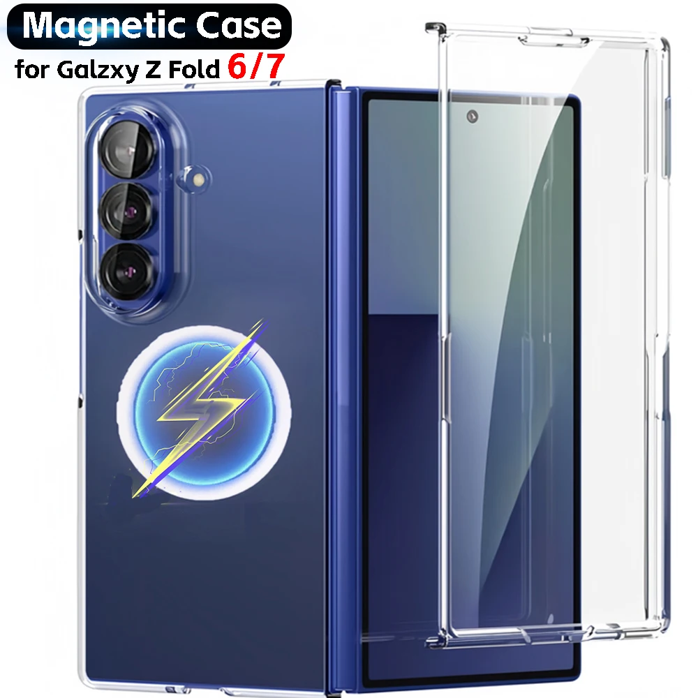 

Magnetic Transparent Case for Samsung Galaxy Z Fold 7/6 Phone Case Anti-scratch Back Full Cover Protectors for Z Galaxy Fold 7