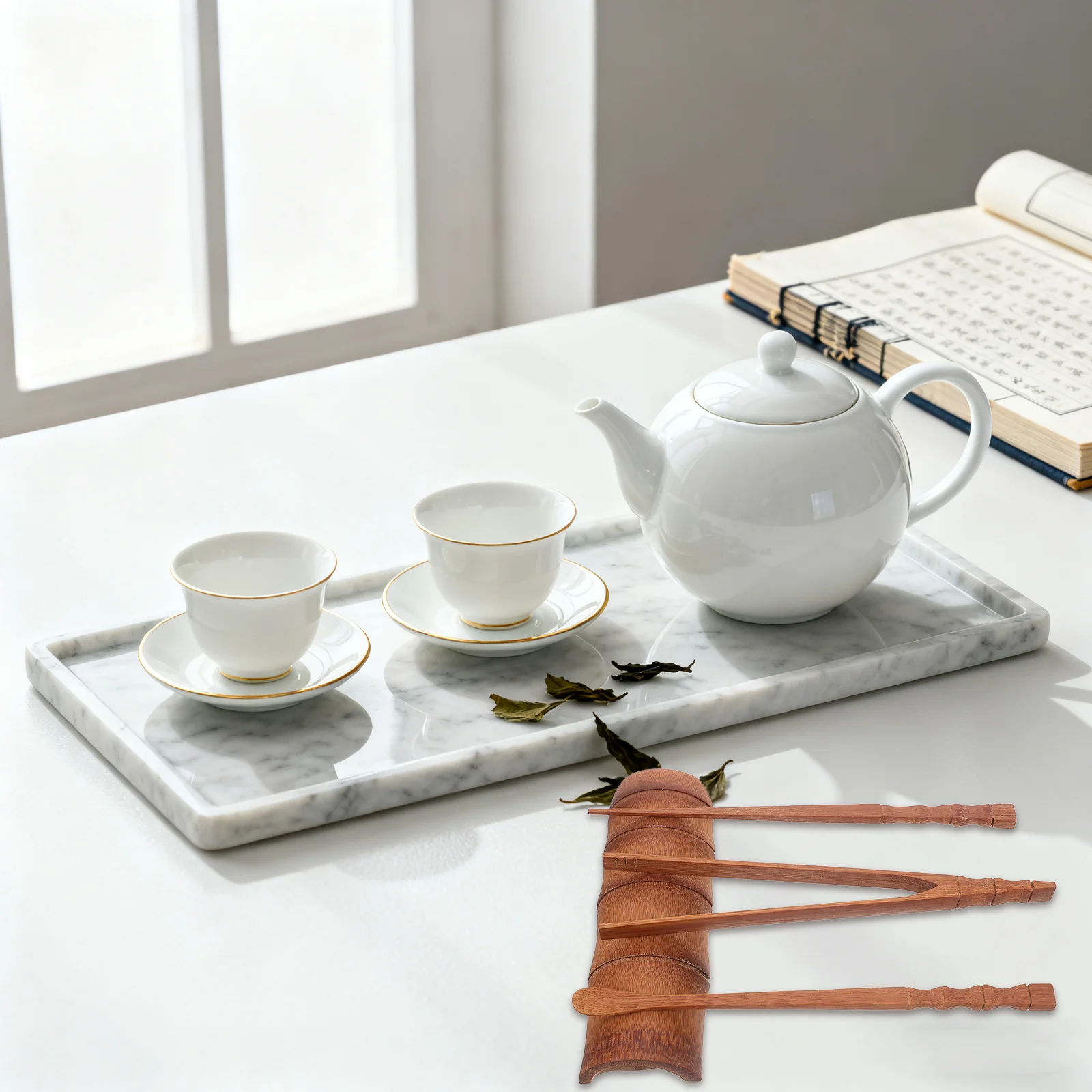 

3 Bamboo Set 6 Pieces Eco-Friendly Portable Bamboo Teaware Set Perfect for Home Office Tea Ceremony