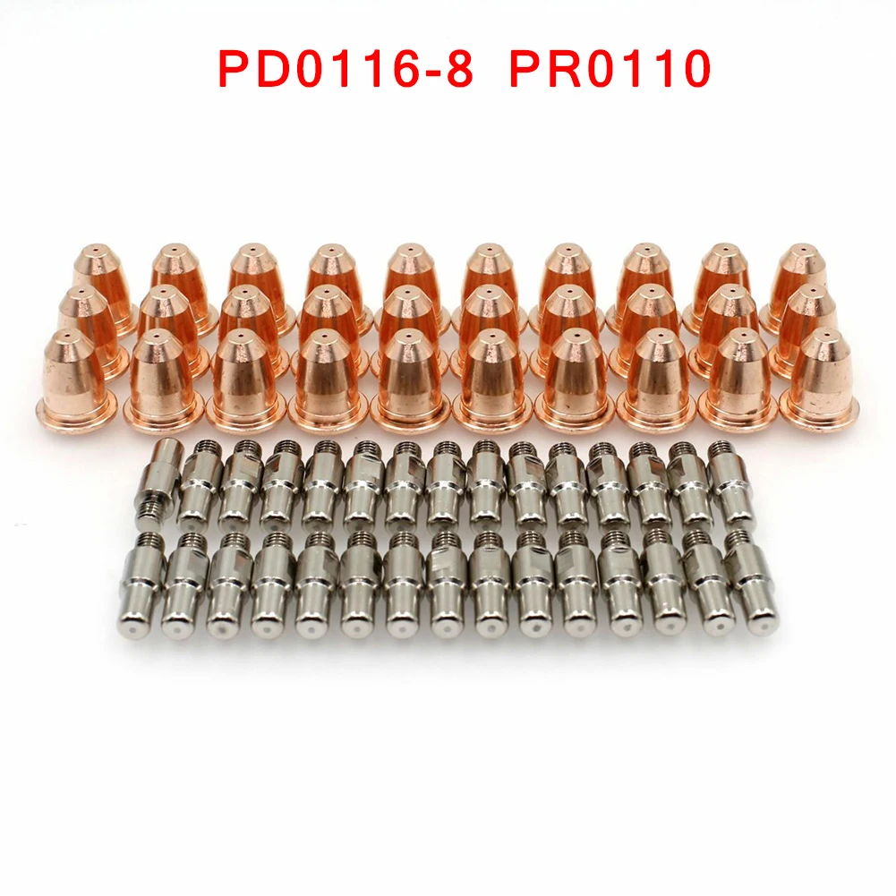 60pcs  S45 Plasma Tip Electrodes PD0116-8 PR0110 For 95136 97994 91814 PR-0110 Plasma Torch Electrode Nozzle Weldings