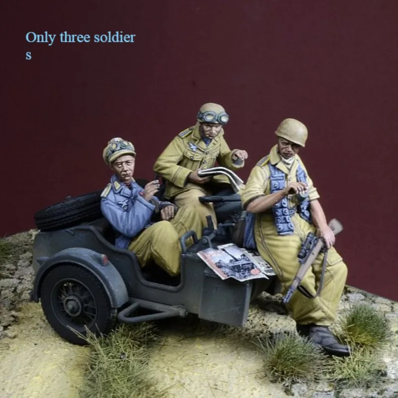 

Масштаб 1/35, комплект модели из смолы, мотоцикл-солдат времен Второй мировой войны, 3-местный исторический военный миниатюрный, в разобранном виде и неокрашенный