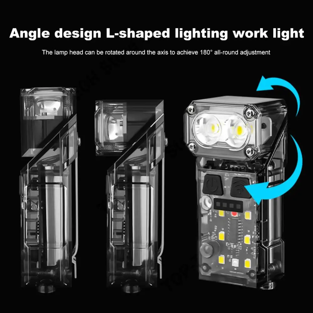 

LED Angle Flashlight Motion Sensor High Brightness Headlamp with Back Clip Multifunction Torch Power Display for Running Cycling