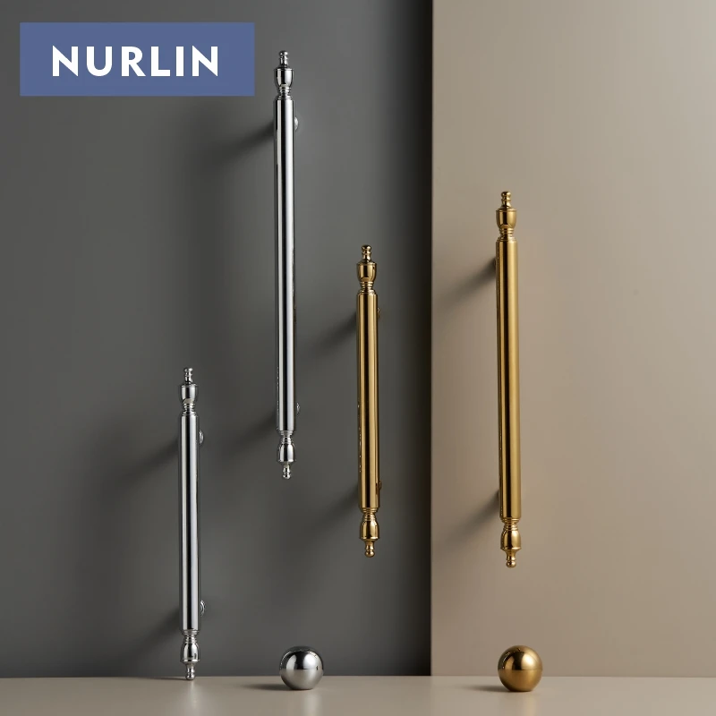 Nurlin Solid Brass French Bright Chrom Bright Gold Luxury Cloakroom Wardrobe Handles Cabinet Shoe Cabinet Knobs Bars Crown