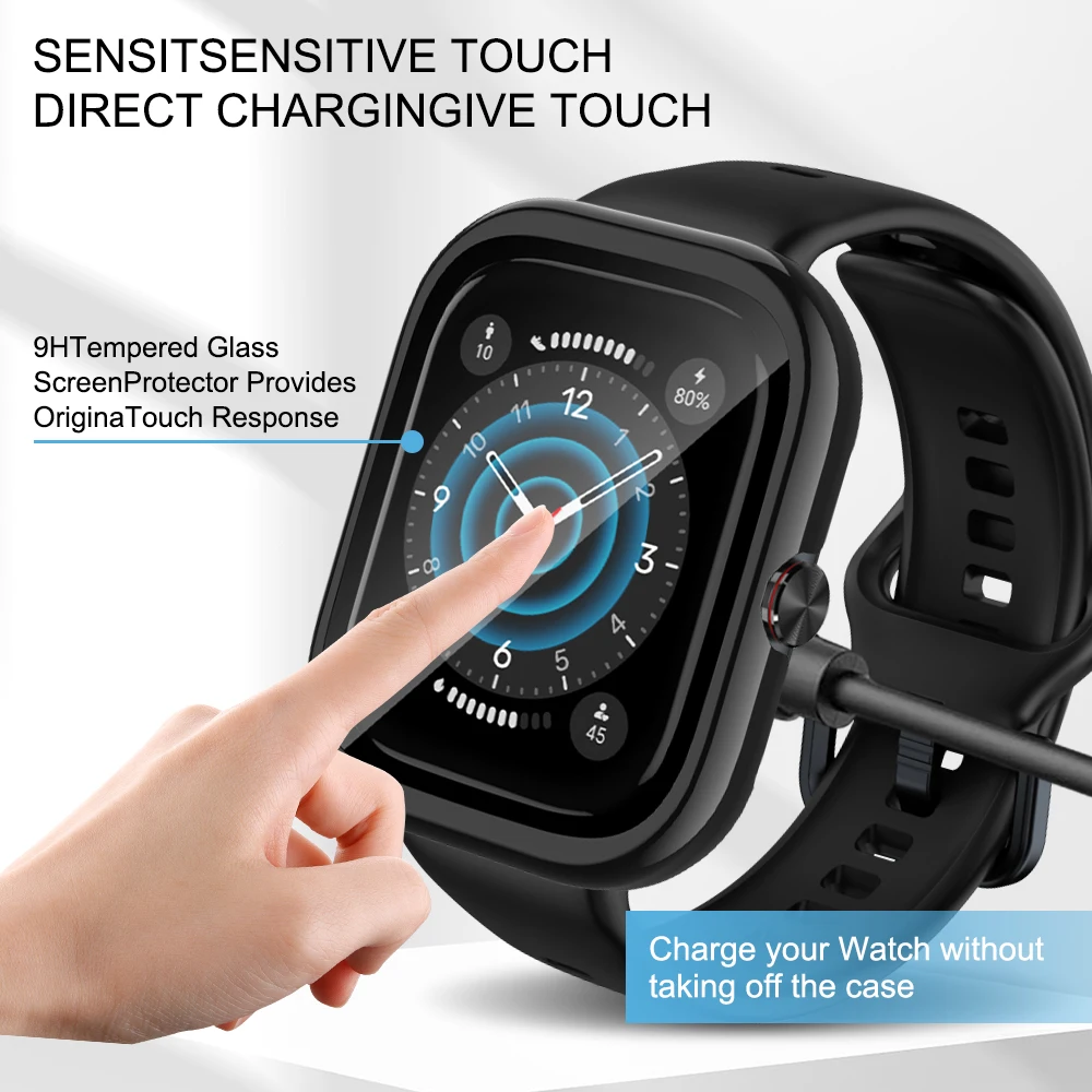 PC+Tempered Glass Screen Protector for Honor Haylou Watch Smart Watch Case Full Cover Bumper Shell Case