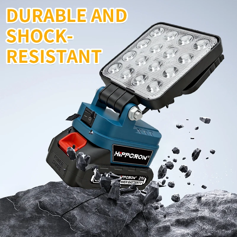 Hippcron 360° Rotatable 21V LED Work Light, with Adjustable Bracket & Hook, 4700K Natural White Lighting