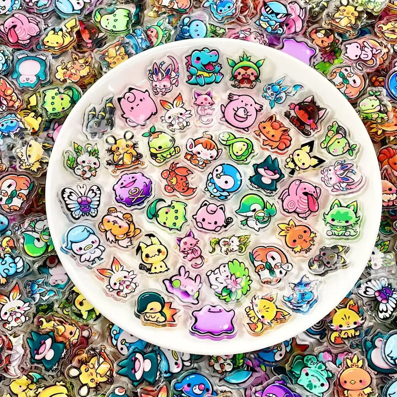 50 قطعة وحوش الجيب أنيمي 7 أنماط جديدة Kawaii الاكريليك ورقة بيكاتشو 2 سنتيمتر PVC الكبار جمع الكرتون المحيط طفل هدية #2