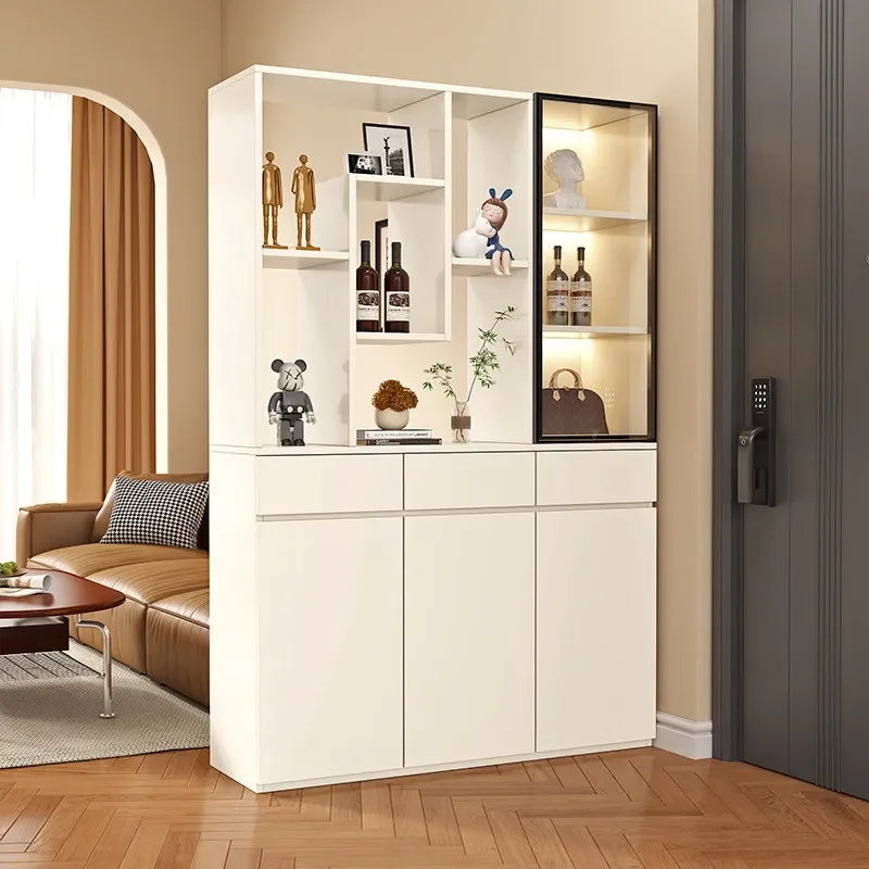 2025 New Solid Wood Shoe Cabinet Entryway Storage Cabinet with Screen Partition Foyer Locker Integrated Design for Living