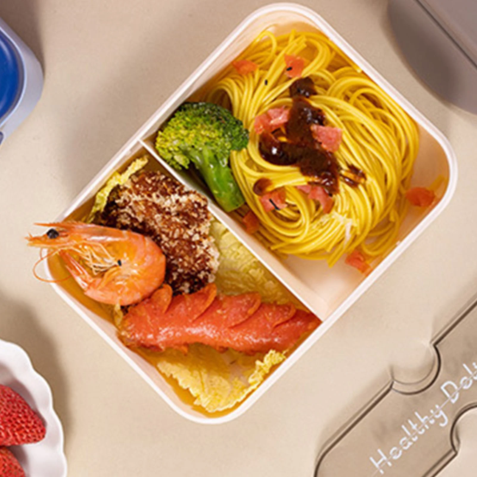Student Lunch Box With Fork Plastic Snap On Lunch Box For School Company Picnic Use Microwave Heatable Bento Box Kitchenwares