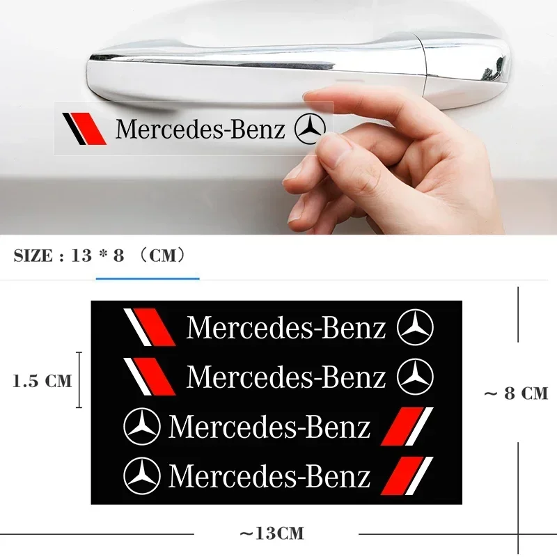 4pcs Car Door Handle Stickers Accessories For Mercedess Benzs AMGs W202 W203 W204 W205 W210 W211 W212 W213 W177 V177 W176 W169