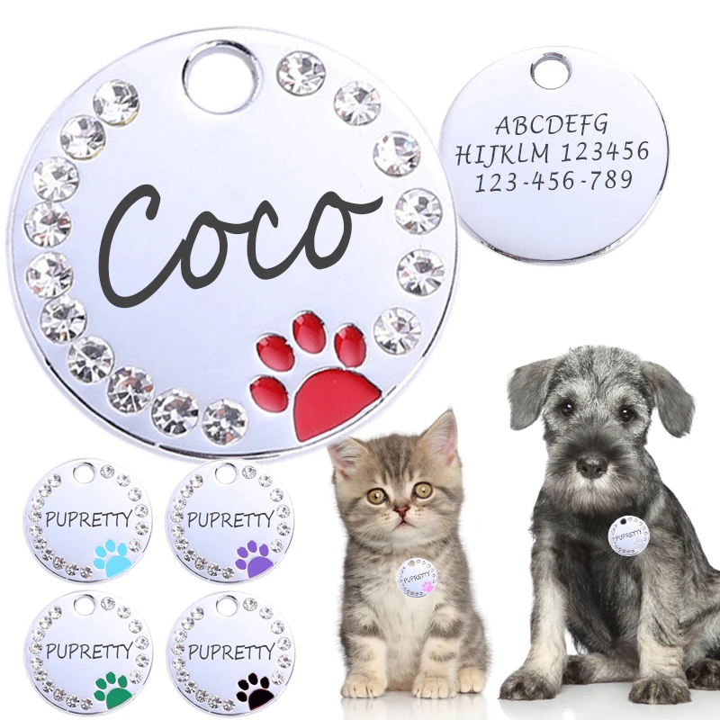 Personalized Dog Tag Paw Custom Pet Puppy Cat ID Tag Dog Collar Anti-lost Engraved Stainless Steel Name Number For Dogs Cats