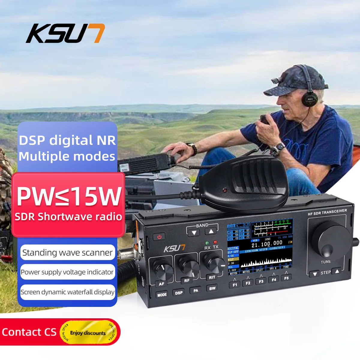 

KSUT HF978 SDR Short Wave 1.8-30MHZ HF Car Radio 15W DSP Digital Noise Reduction Vehicle-Mounted Station Transceiver