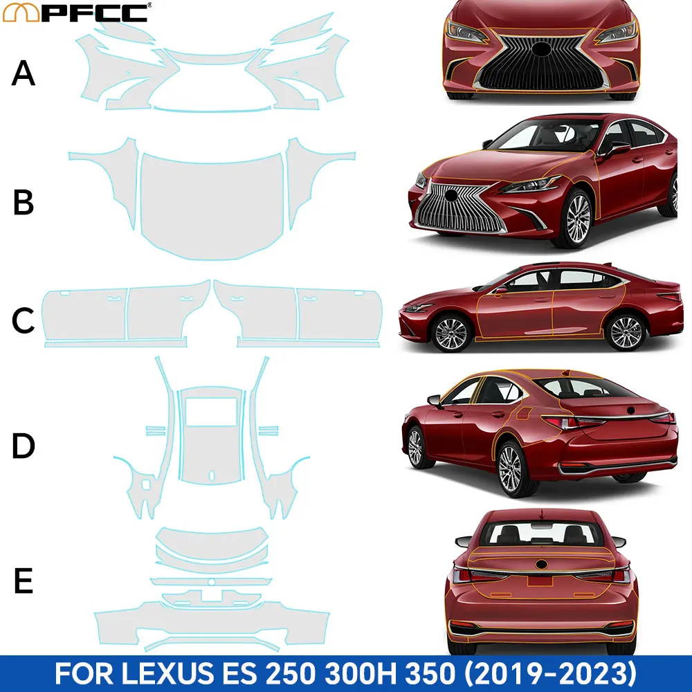 PFCC TPU Car Paint Protection Film for Lexus ES 250 300H 350 2019 2020 2021 2022 2023 Clear Bra Kit Decal Pre Cut PPF Scratch