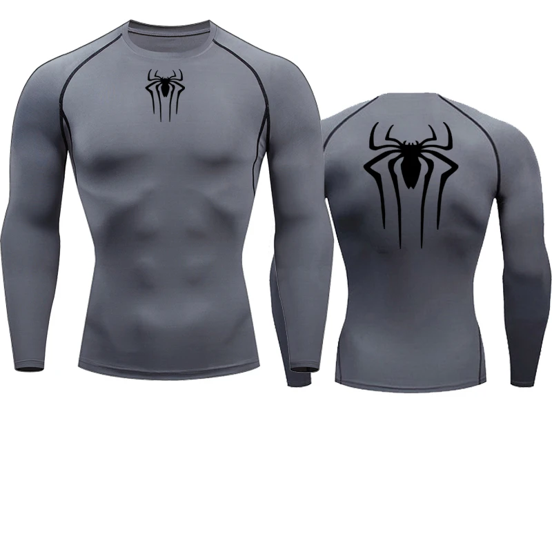 Camiseta masculina de segunda pele correndo, esportes de proteção solar Fitness Rashgarda, mangas compridas MMA, camisa de compressão, roupas de