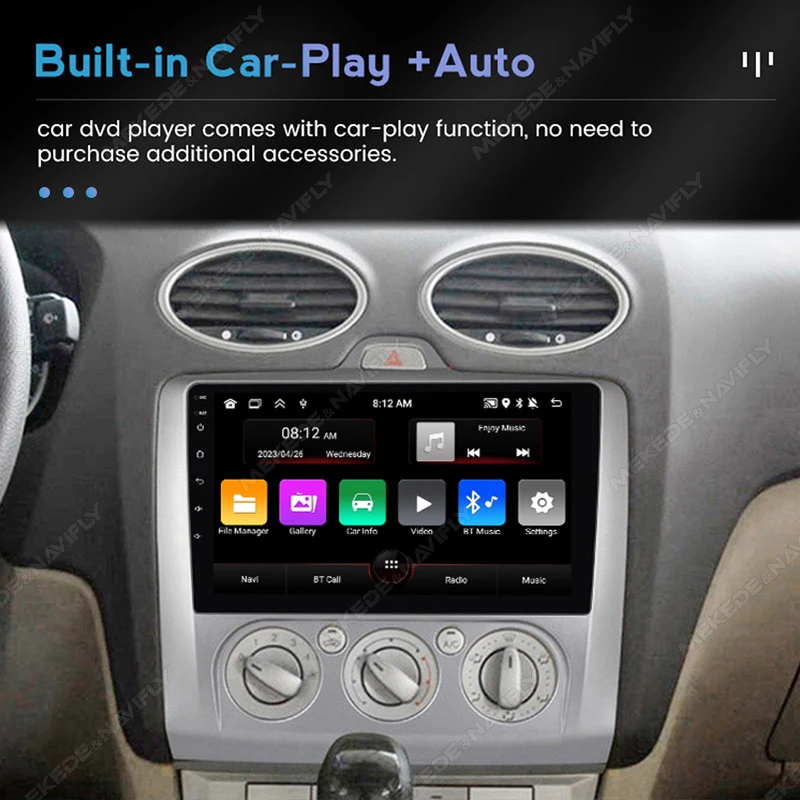 MEKEDE Car Intelligent Systems 9inch Car Radio For Ford Focus 2 2004-2011 Carplay Android Auto WIFI GPS BT FM Multimedia Player