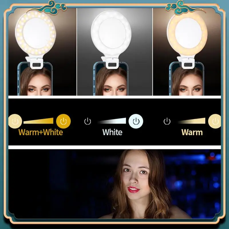 (New)-Selfie Light Clip LED Video Light For Phone/Laptop Portable Clip Camera Light With Dimmable 3500-8000K Travel Ring Light D