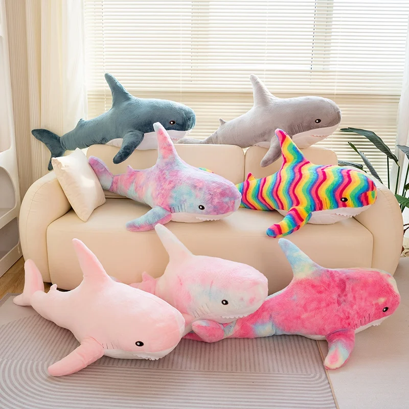 

15-140 см прекрасная красочная плюшевая игрушка в виде акулы, розовая и синяя акула, мягкая кукла, большая мягкая подушка в виде акулы, подарки на день рождения