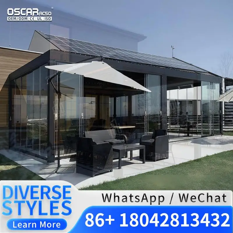 6m X 4m Customizable Aluminum  with Electric Sides and Roof Powder Coated Frame Pressure Treated Wood Outdoor Patio Garden Backy