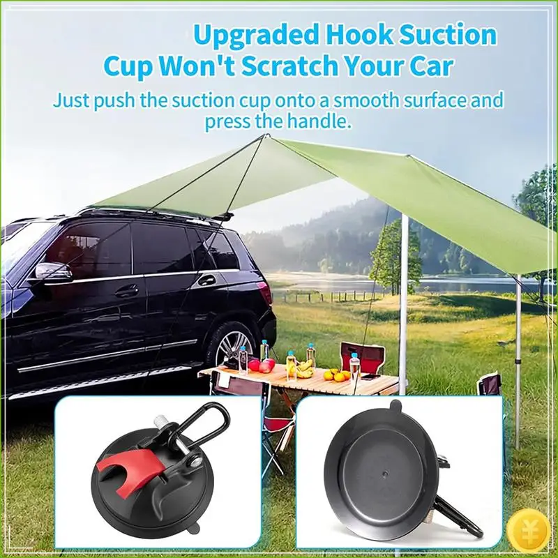4 PCS Heavy Duty Suction Cup Hooks For Camping, Car, RV, Window - Camping Suction Cup Hooks