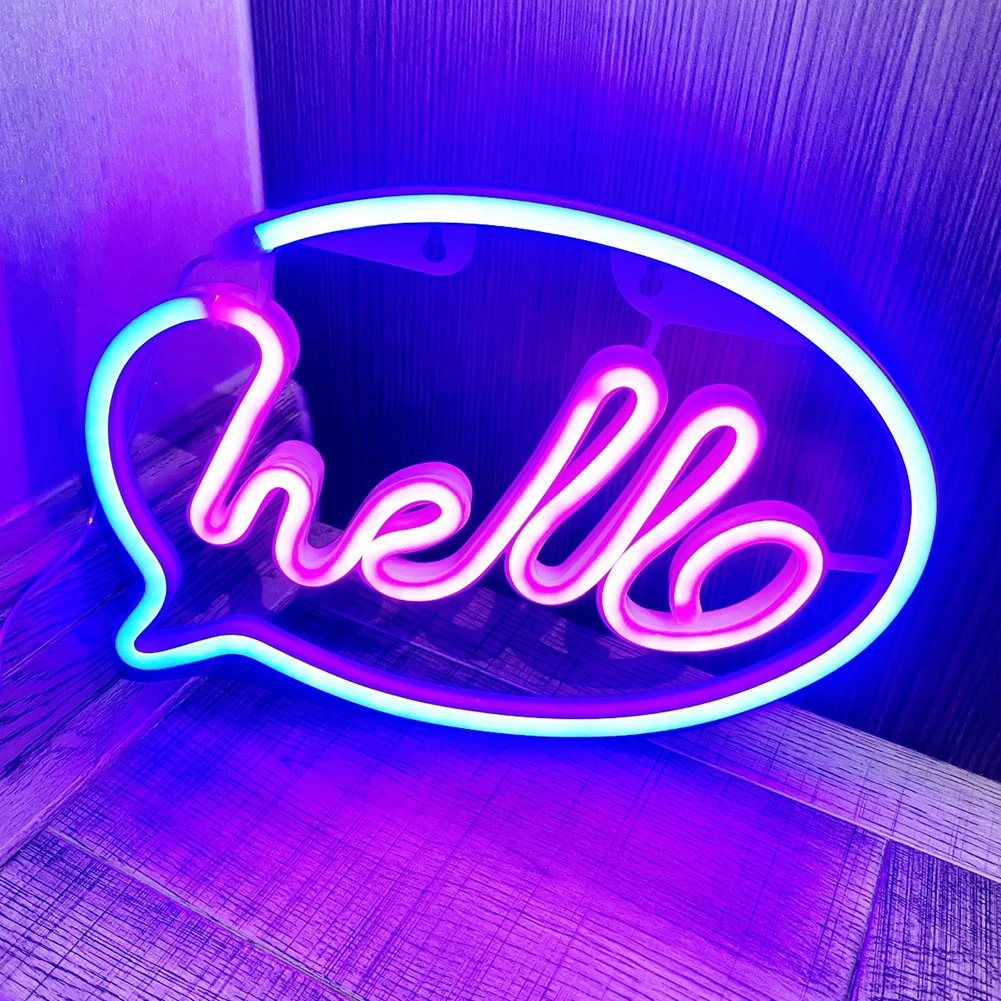 Hello Night Lights Led Neon Light Bedroom Decor Dorm Desk Lamp Table Led Light Lamp Neon Sign Room Decor Birthday Gift Christmas