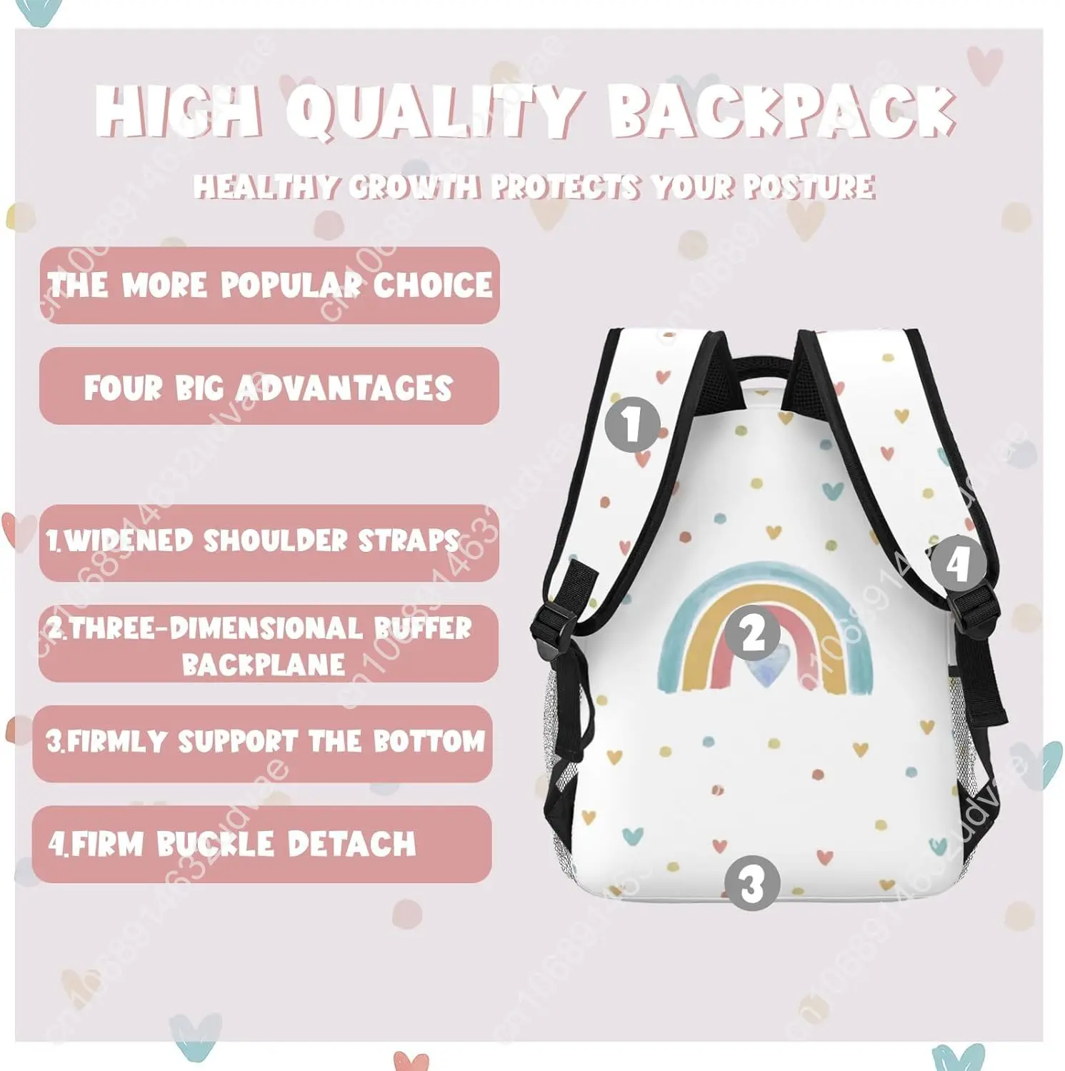 Personalized Backpack for Girls Boys, Custom Backpacks with Name for Kids, Customized Rainbow School Bookbag for Back to School