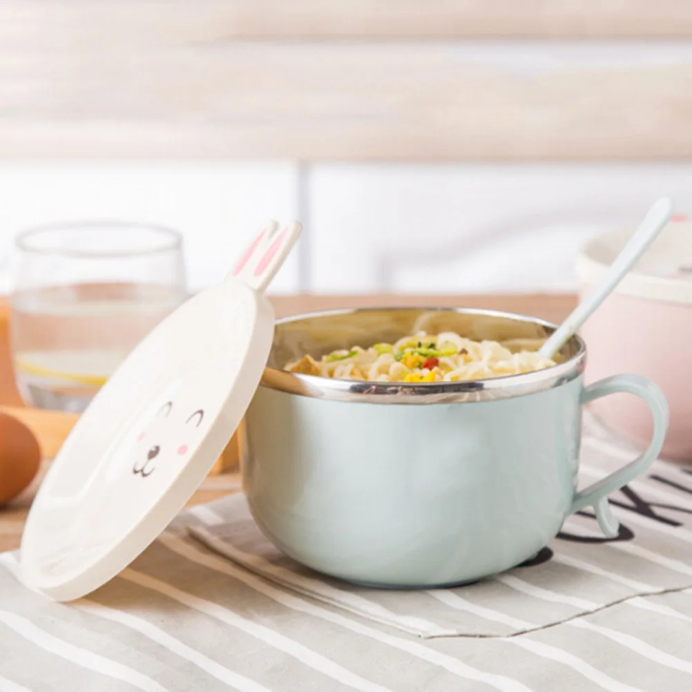 

Stainless Steel Double Layer Food Container With Lid Spoon For Noodles Soup Rice Bento Lunch Box Storage Blue