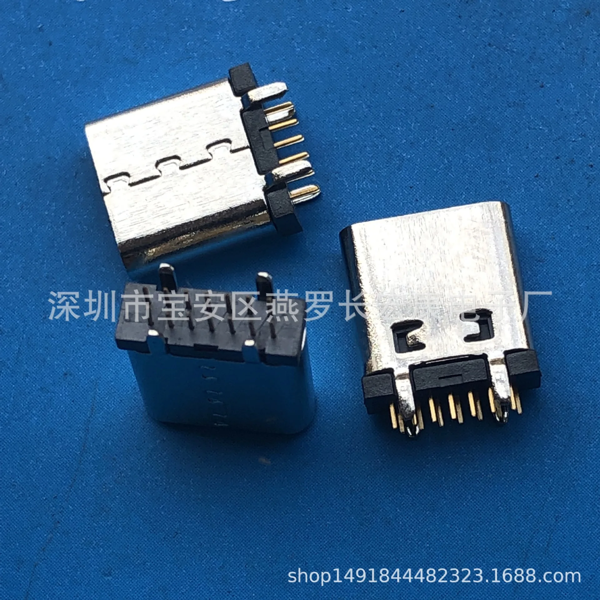 For USB TYPE-C 14PIN female seat, vertical plug-in, vertical plug 180 degree DIP four-pin plug-in board