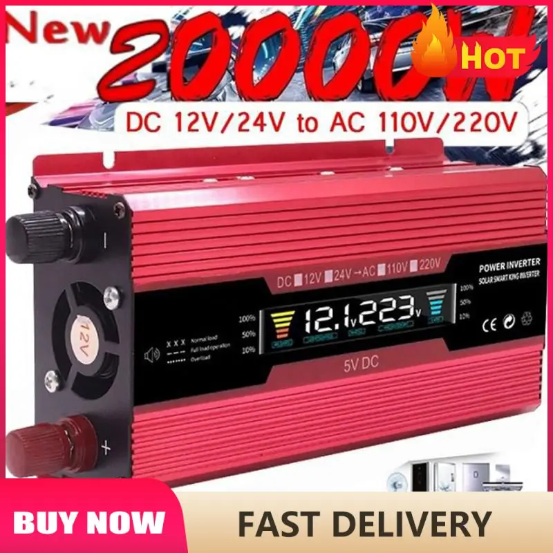 20000W Sine Wave Car Inverter DC12V/24V To AC 220V Power Voltage Converter Adapter Solar Inverter Home Outdoor Travel Inverter