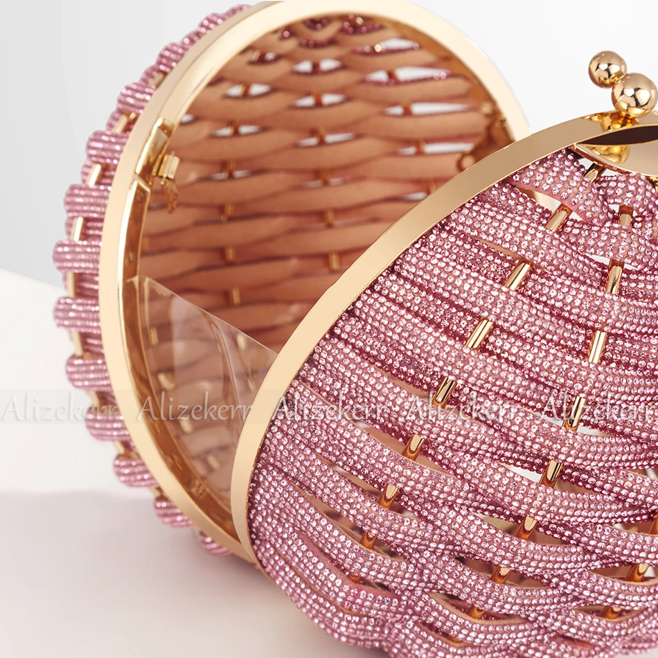 Imagem -06 - Alizekerr-round Rhinestone Evening Clutch Bags para Mulheres Circular Ball Shaped Bolsas de Diamante Tecido Bolsas para Casamento Boutique