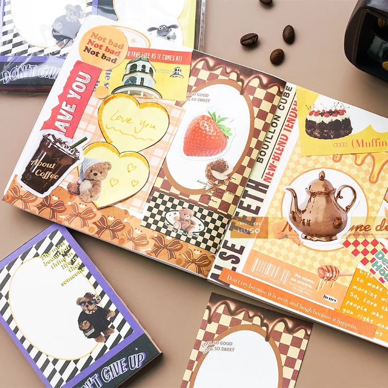 MOHAMM 160 Sheets Student Message Notes Cartoon Notebooks Portable Retro Tearable Message Notes