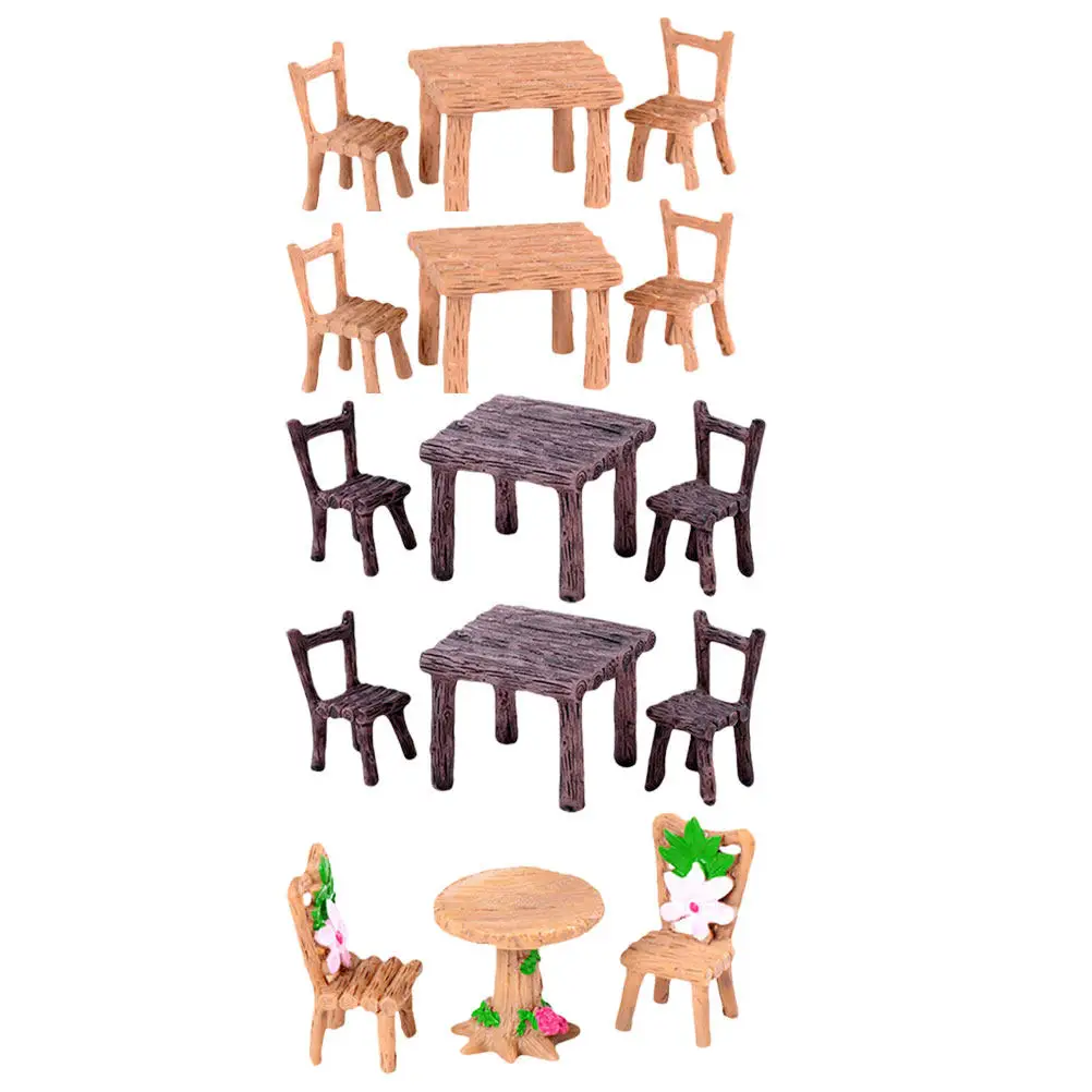 

5Sets Miniature Table Chair Furniture Resin Christmas Decoration Desktop Ornaments Fairy Garden Resin Crafts Home Decor