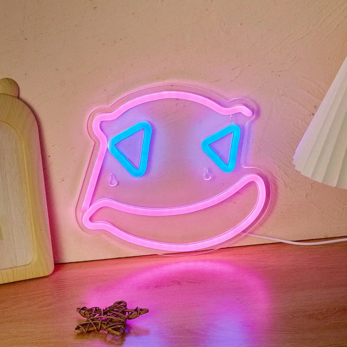 

Светодиодная неоновая вывеска Chi-buy с улыбающимся лицом, питание от USB, ночник, подходит для спальни, свадьбы, Хэллоуина, Дня благодарения, Рождества