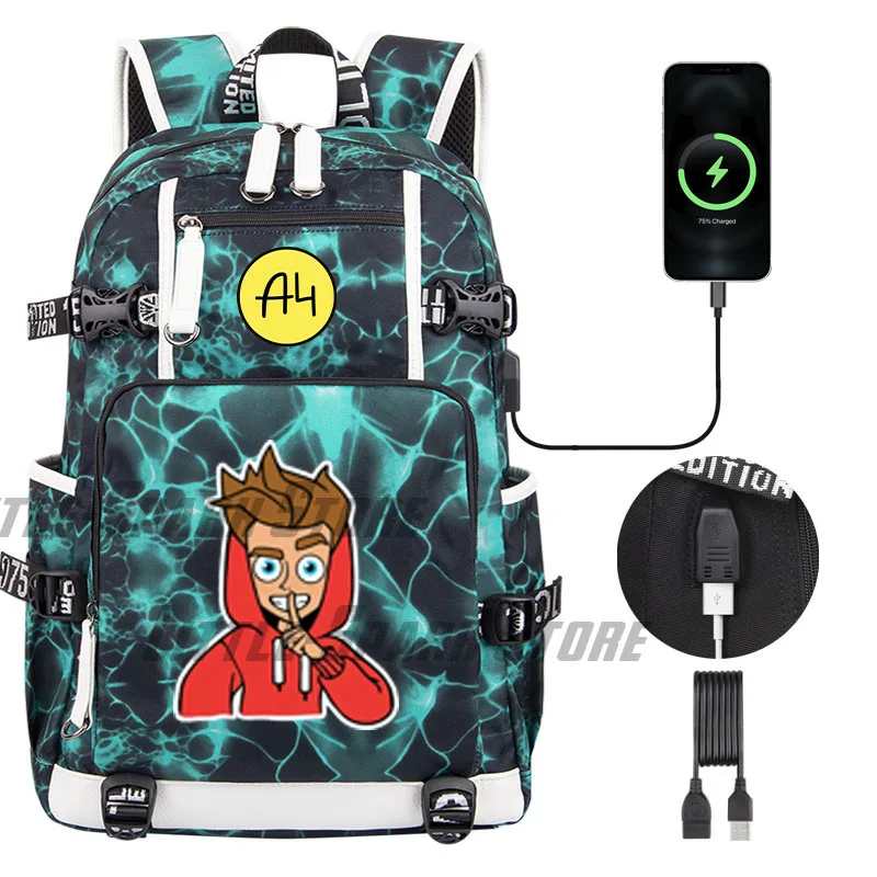 High quality Merch A4 USB Boy Girl backpack Book School Bag Влад a4 Бумага Cartoon Large Capacity Teenagers Student Schoolbag