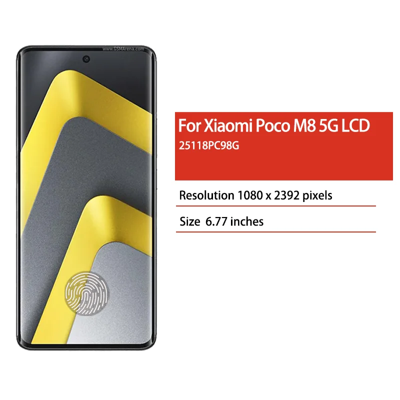 6.77'' AMOLED Ekran LCD z panelem dotykowym i digitizerem do Xiaomi Poco M8 5G, numer części 25118PC98G, zamiennik wyświetlacza — zdjęcie produktu 2