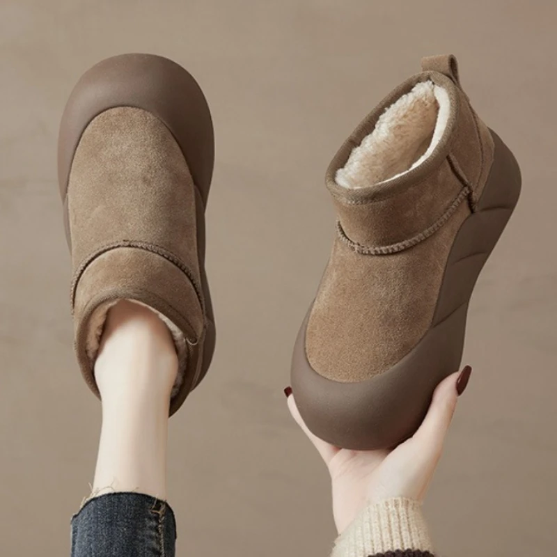 

Высококачественные женские ботинки из искусственной замши, зимние теплые пушистые зимние ботинки, удобные нескользящие ботинки на платформе, Botines Para Mujeres