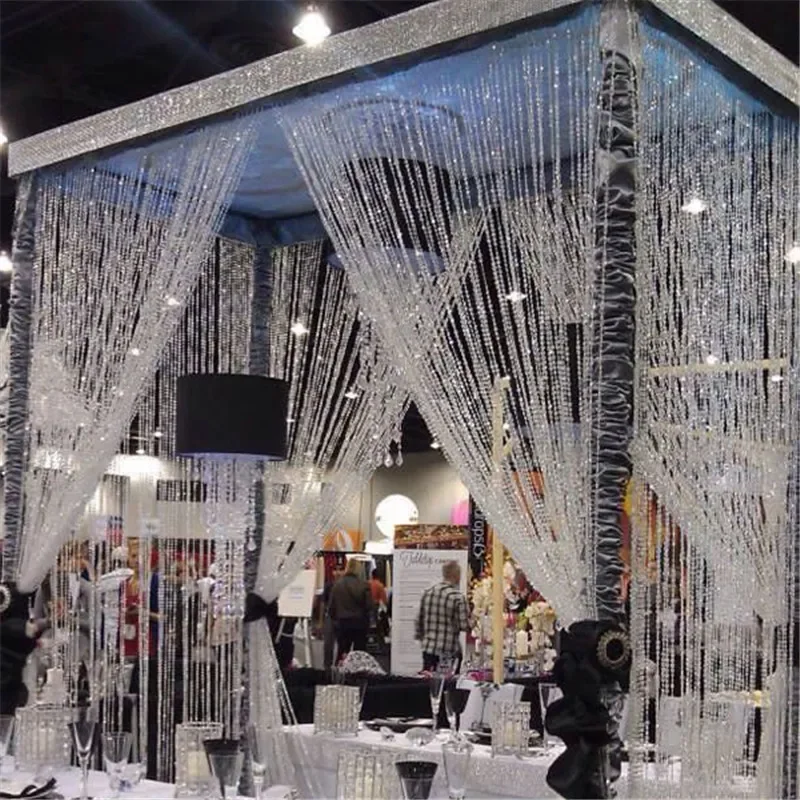 

10M Clear Hanging Beads Chain Octagonal Strand Acrylic Crystal Bead Curtain Window Door Wedding Party Passage Backdrop DIY Decor