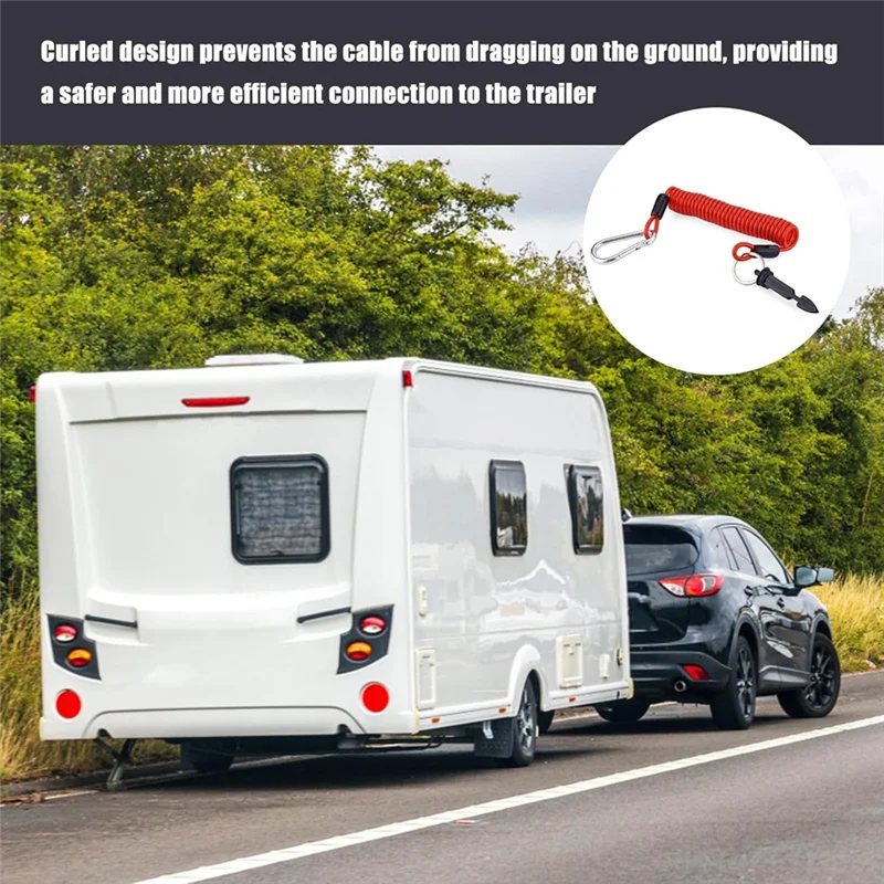 Trailer Breakaway Cable 6Ft Spring Breakaway Coiled Cable For RV Towing Trailer Emergencyy