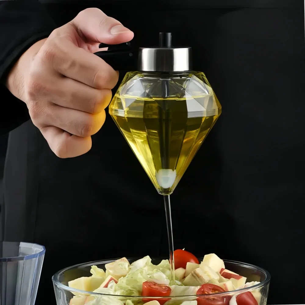 

Алмазный стеклянный масляный горшок без масла, подвесной пресс, медовая банка для кухни, бытовые бутылки для приправ, герметичный горшок для заливки масла