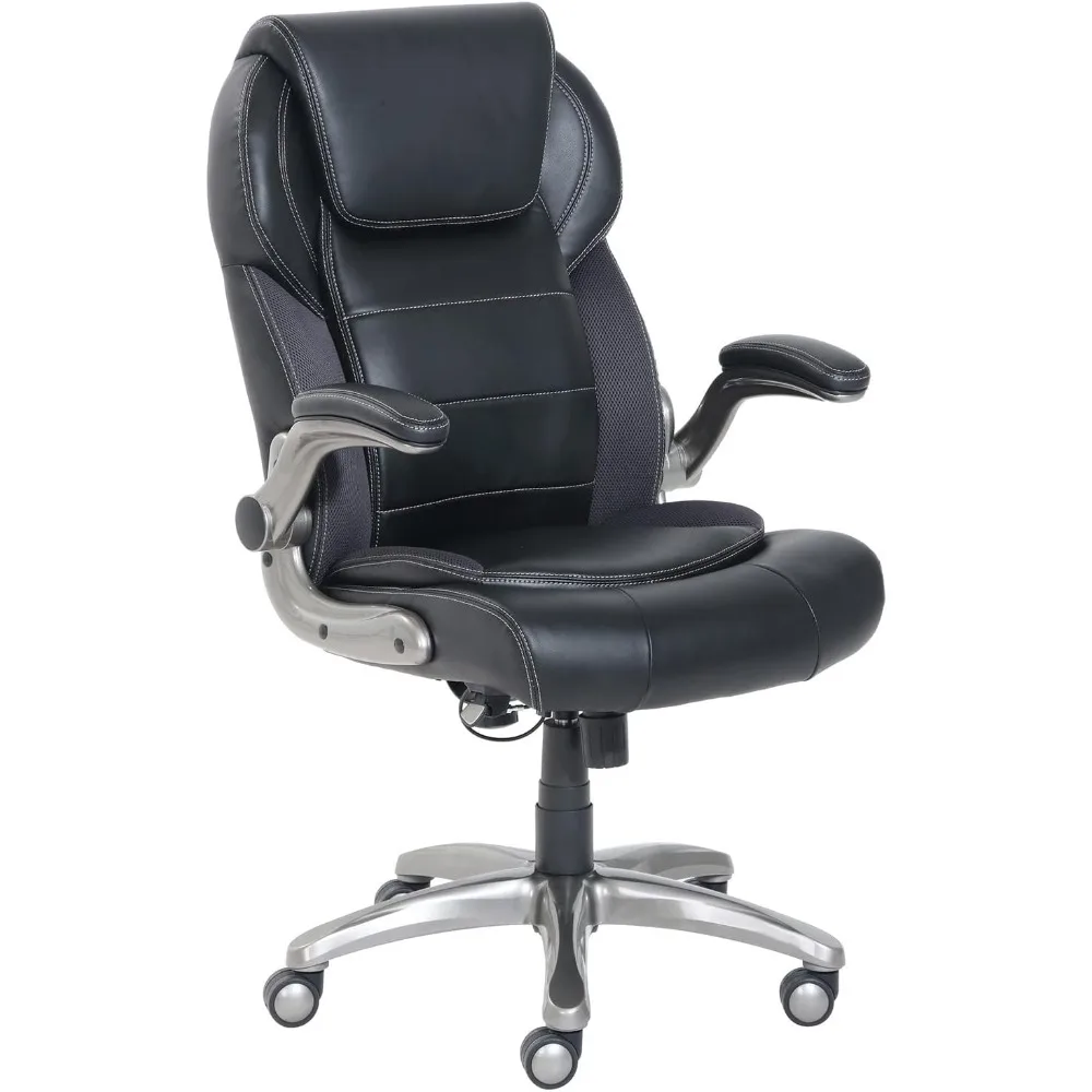 

Ergonomic High-Back Office Chair with Flip-Up Arms and Lumbar Support, 29.5D x 27.5W x 44.75H, Black