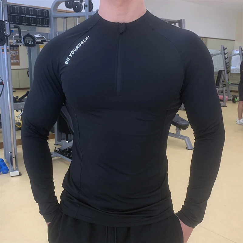 Autumn winter Long Sleeve Men Running Fitness T shirt breathable Quick Dry Thin outdoor Sports Bodybuilding Training Shirts