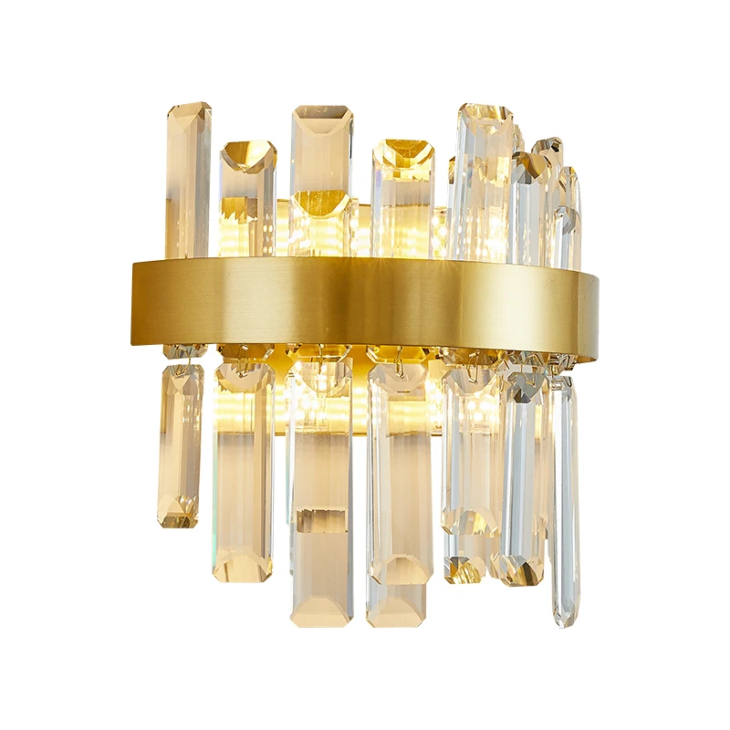 

All-copper light luxury crystal wall lamp, simple modern bedside corridor aisle living room creative lens lamp