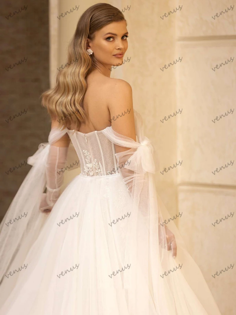 Precioso vestido De Novia con hombros descubiertos, Vestidos De Novia con Apliques De encaje, vaina De sirena para fiesta Formal, elegante