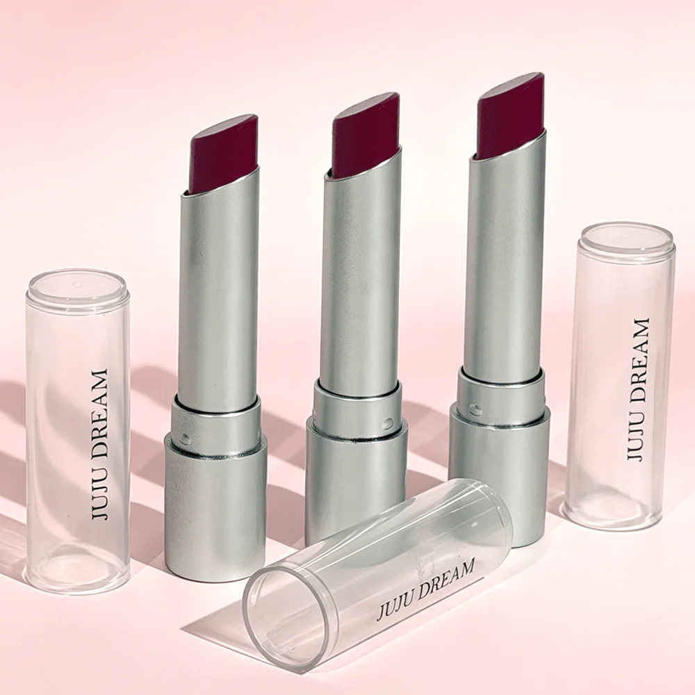 JUJU DREAM Silver Tube Matte Lipstick Retro Wine Red Velvet Long Lasting Non Dry Daily Lip Makeup For Women