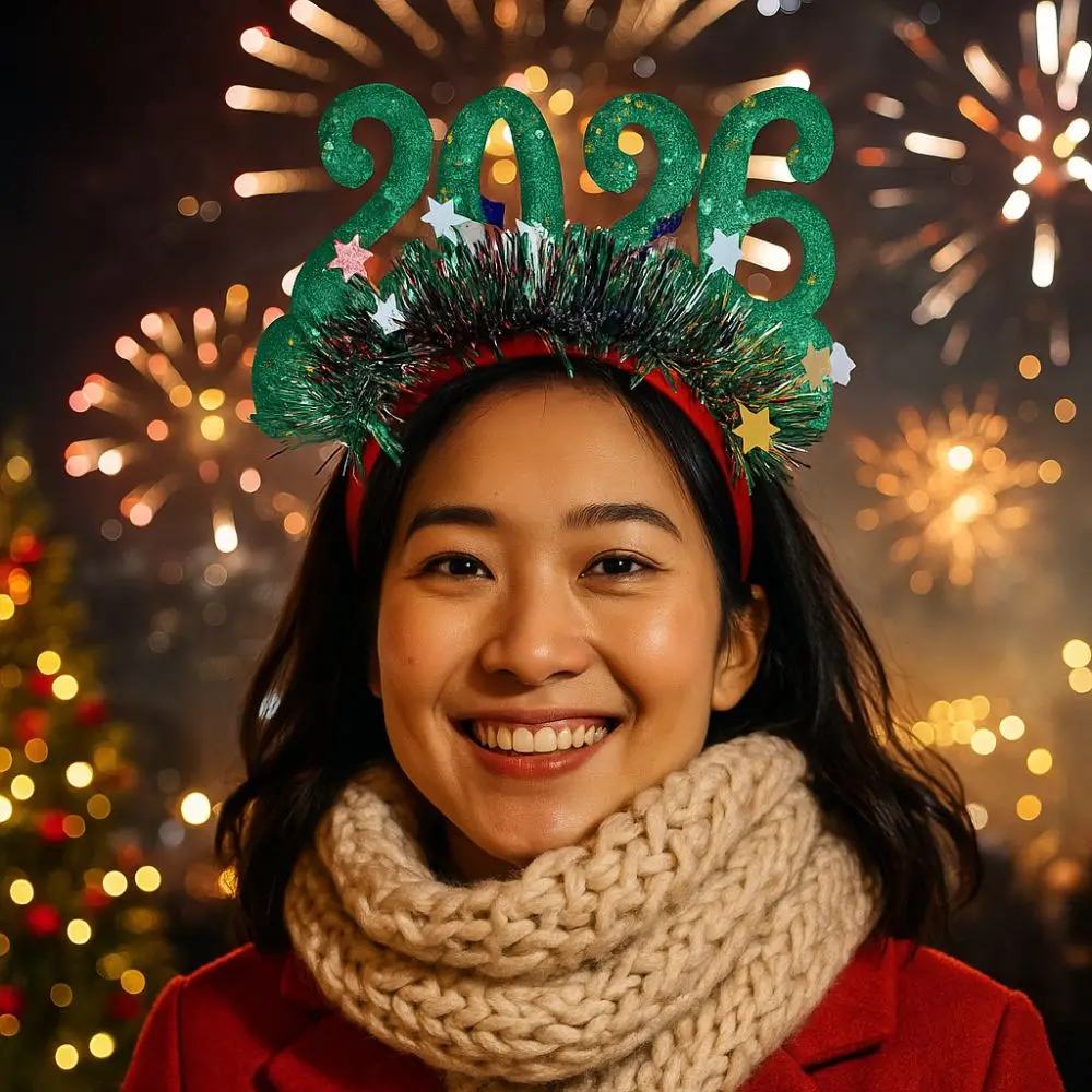 

Sequin 2026 New Year Headbands Number Comfortable Star Strip Headband Colorful Celebration Christmas Headpiece Family Gathering