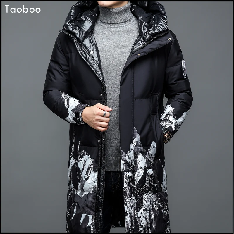 

2023 New Top Brand Hooded Warm Thick Winter Male Down Jackets Popular Puffer Parkas Long Pattern Duck Down Canda Men's Clothing