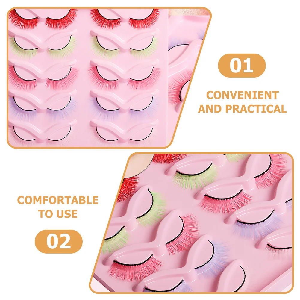 10Pairs Colored Fake Eyelashes Easy Apply Remove False Lashes Kit for Women Fashion Makeup Tools Gift for Her Beauty Routine