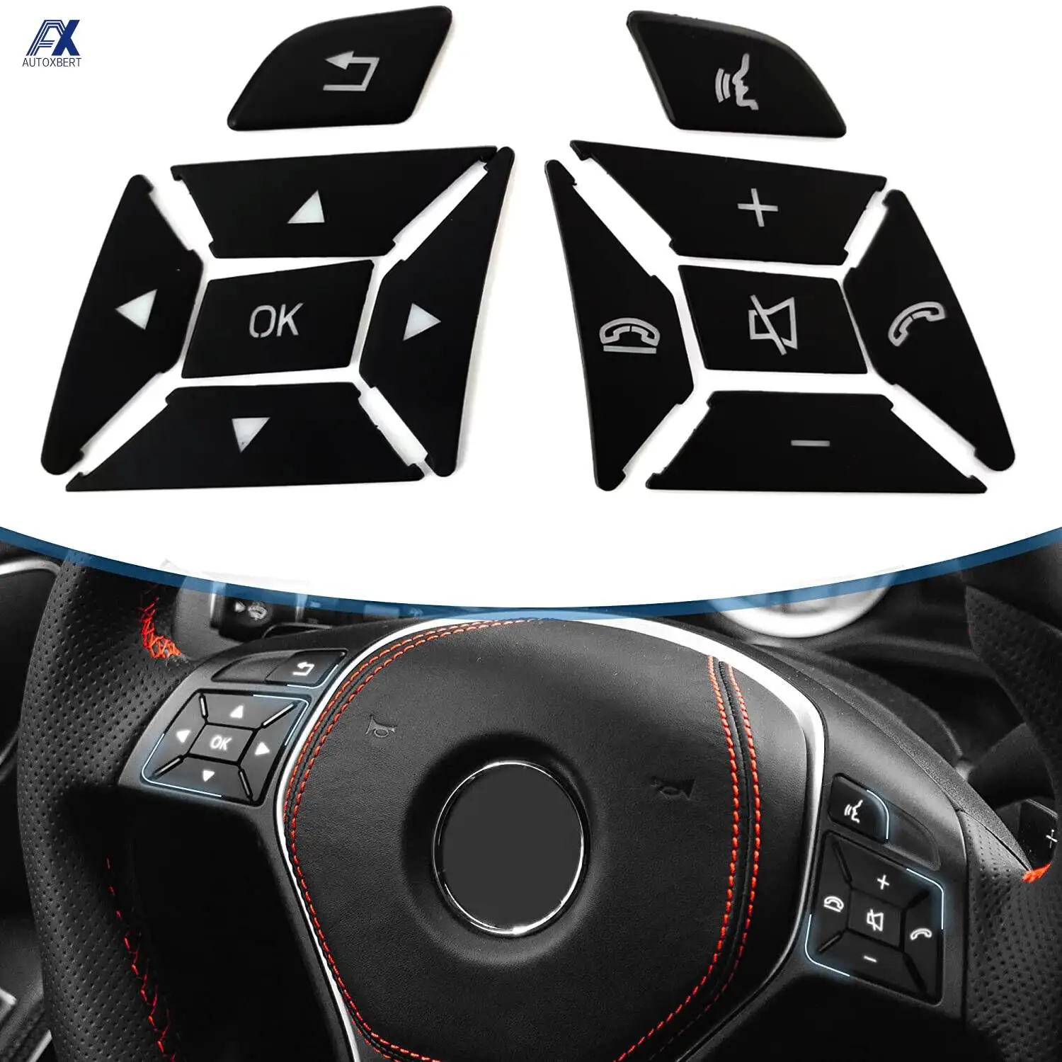 

For Mercedes-Benz SLK Class R172 2011 2012 2013 2014 2015 12Pcs Car Parts Replacement Steering Wheel Button Kits Decoration Trim