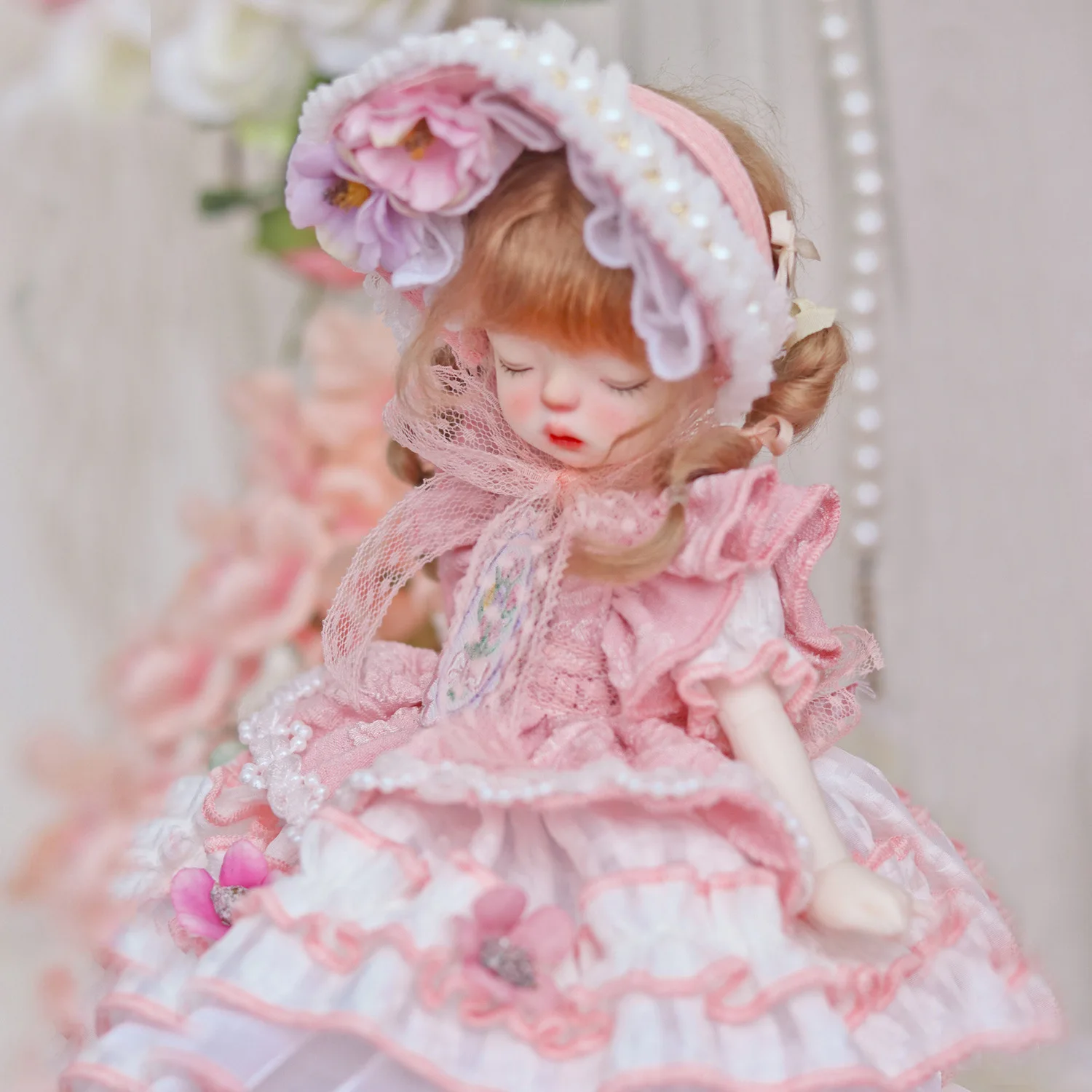 1/6 Vestiti BJD, Abito da bambola rosa "Rose Manor" Indumenti fatti a mano in stile pastorale Spedizione gratuita